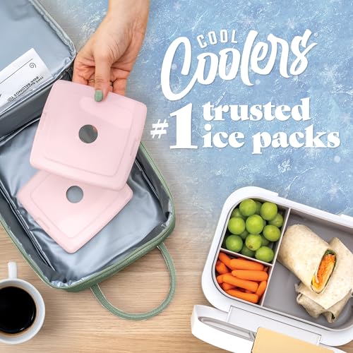 Image of Cool Coolers by Fit & Fresh Slim Ice Packs, Quick Freeze Reusable Ice Packs for Lunch Boxes & Coolers, Long-Lasting, Space Saving Lunch Ice Packs, Light Pink, 4Pk