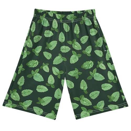 Mint Sleep Shorts Summer Pajama Shorts Elastic Waist Sleep Bottoms with Pockets 6-14 Years