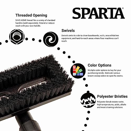 Image of SPARTA 3638831EC03 Polyester Rectangle Scrub Brush, Floor Brush, Cleaning Brush With Swivel Head For Cleaning, 8 Inches, Black