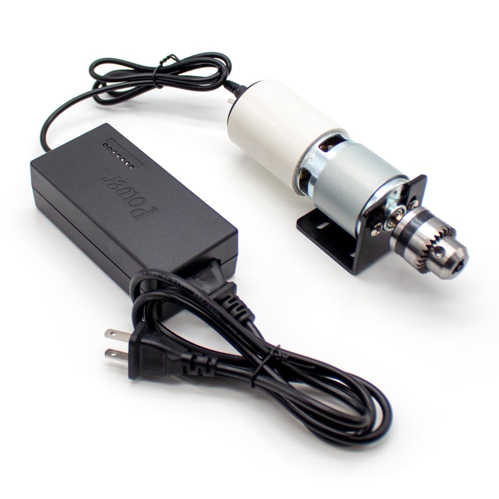 iDili Mini Bench Drill Set 80W DIY Drilling Cutting Grinding High Torque High Speed Electric Drill DC 12-24V 775 Motor 7000-15000RPM (B10 0.6-6mm)