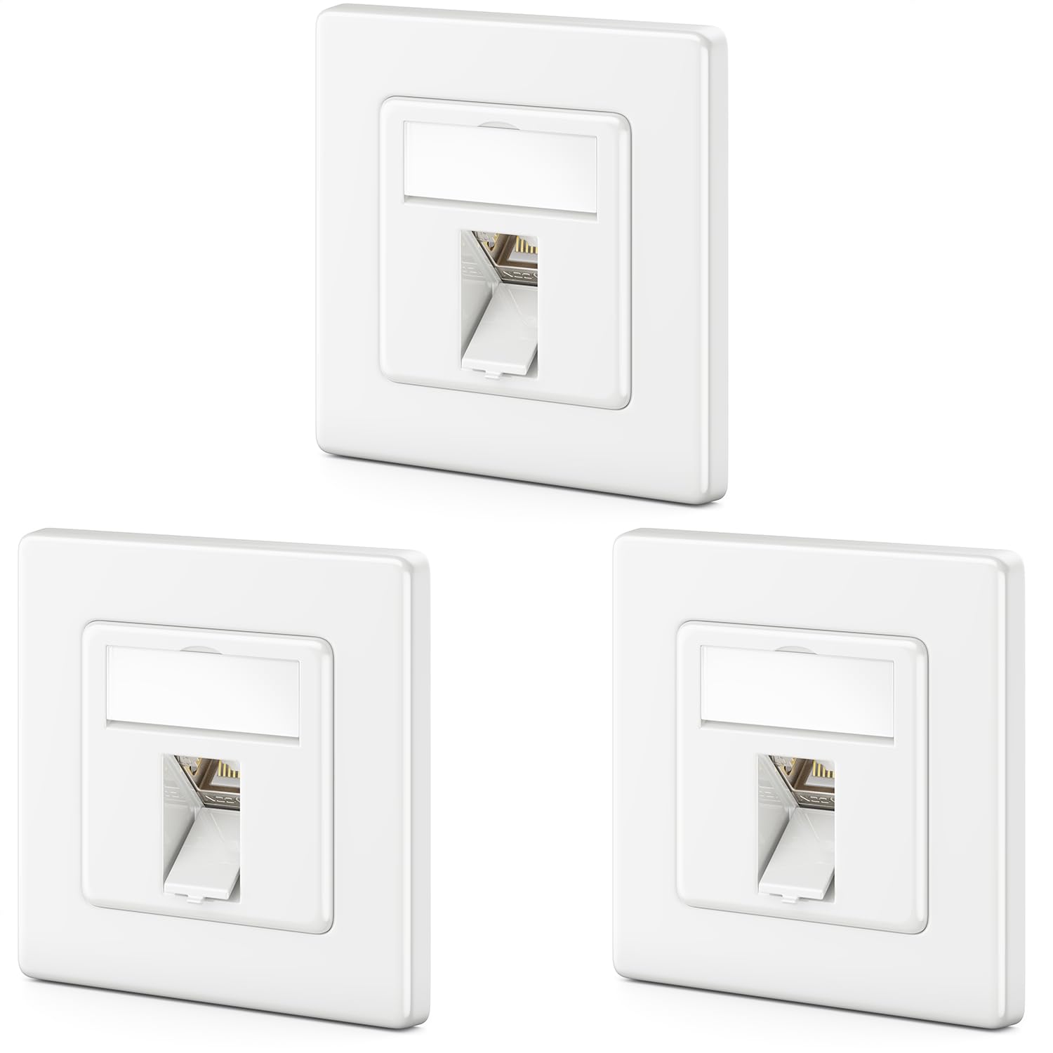 deleyCON CAT7 Network Socket Box + 3x CAT7 Keystone Module 45° Angled Outlet RJ45 DSL Network Patch Cable