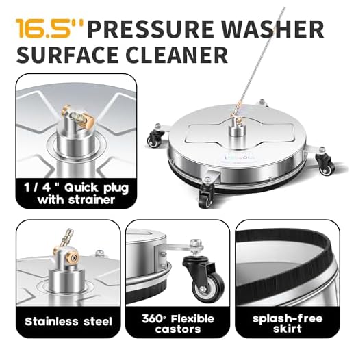 16.5" Stainless Steel Pressure Washer Surface Cleaner