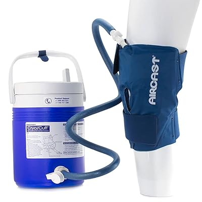 Aircast CryoCuff System, Combines Focused Compression with Cold Therapy to Provide Optimal Control of Swelling to Minimze Hemathrosis, Edema, and Pain, Complete System with Medium Knee Cuff