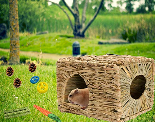 PStarDMoon Casa de coelho feita à mão comestível natural refúgio confortável para coelhos, porquinho