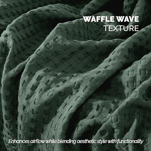 Image of Elegant Comfort Premium 100% Cotton Waffle Blanket - Lightweight Breathable Waffle Weave Bed Blanket - Soft and Warm All Season Blanket for Couch, Sofa and Bed, TwinXL Size 68x90 Inches, Hunter Green