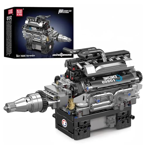 Mould King 10205 V12 Engine Building Blocks Sets, Build a Engine Model Kit That Runs, MOC Engine...