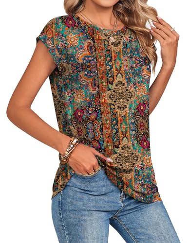 Image of Zeagoo Womens Tops Summer Casual Cap Sleeve Tshirts Shirts Business Dressy Spring Fashion Outfits Trendy Clothes