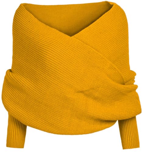 Scarf with Sleeves for Women Knitted Cable Wrap Soft Shawls and Wraps Warm Sweater Shawl with Sleeves Crochet Shrug