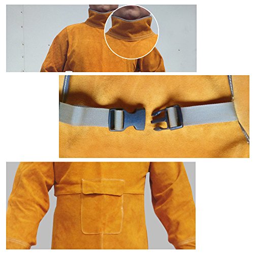 image for NUZAMAS Welding Apron Anti-flame Cowhide Long Coat Protective Clothing