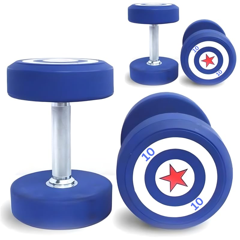 Gym Care Blue Captain America Dumbbells Set for Home Gym 10 kg Cast Iron Handle 1 pair Dumbbells set fo Fitness Gym set Home Workout I Anti Skid Round Shape Rubber Dumbbell (10 kg x 2)-20 kg set (B0CTCW91XT) Amazon Price History, Amazon Price Tracker