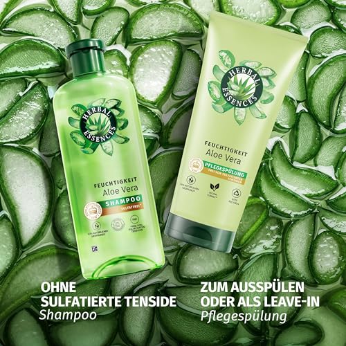 Herbal Essences Feuchtigkeits Shampoo mit Aloe und Jasminduft 350ml. Von sehr trockenem zu glänzenden Haar, Ohne Silikone, ohne sulfatierte Tenside, Mit Inhaltsstoffen natürlichen Ursprungs, Vegan