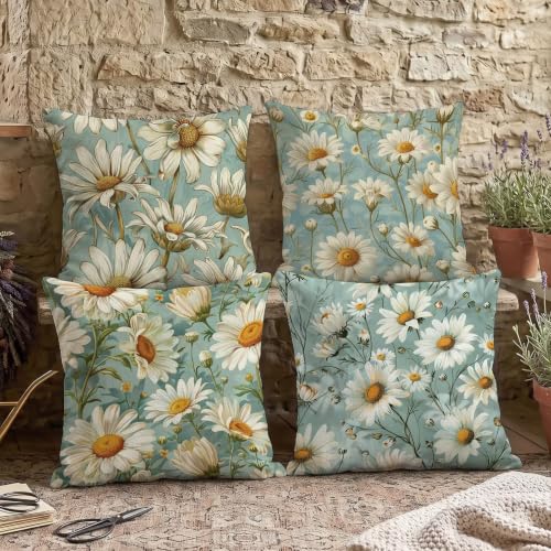 Coussin exterieur impermeable 65x65cm housse de coussin lin lot de 4 - 5