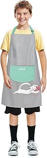 Viedouce Grembiule Cuoco Bambino,Grembiule Cucina Bambini, Grembiule Pittura Bambini Regolabile per Bambini con Tasche,Impermeabile Grembiuli da Chef per Cottura Artigianato(4-13 Anni)
