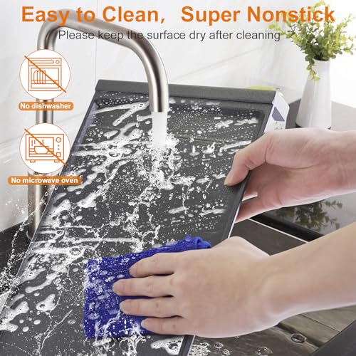 Image of WB31X24738 Stove Top Griddle for GE Gas Range,Aluminum,9x19.5 Inch | 9x19.5 Inch Nonstick Center Griddle Compatible with GE Appliance, Cooktop Flat Plate for GE Stovetop Parts