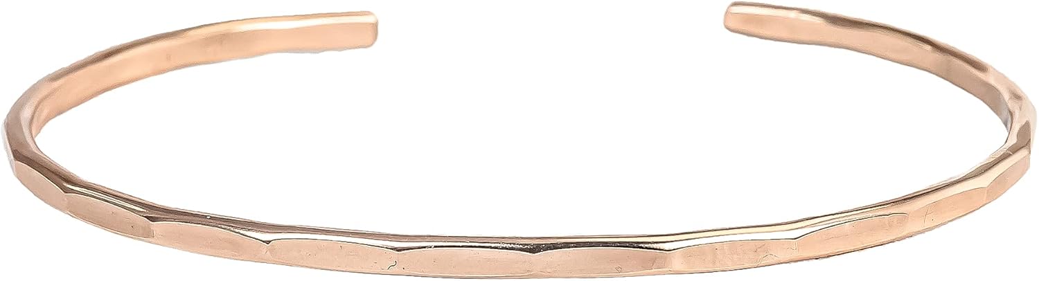 Hammered Signature Cuff in Solid Sterling Silver, Gold, and Rose Gold Fill; Handmade and Hand Textured Bracelet for Women by Lotus Stone Design