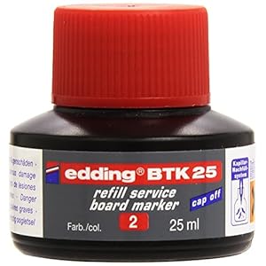 edding BTK 25 navulinkt whiteboardmarker – rood – 25 ml – met druppelsysteem, voor snel navullen van vrijwel alle…