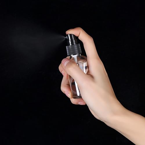 Miniatura 4 de Botella pulverizadora de vidrio de 2 onzas, botellas de vidrio Boston de niebla fina con pulverizador de niebla fina negra, botellas pequeñas