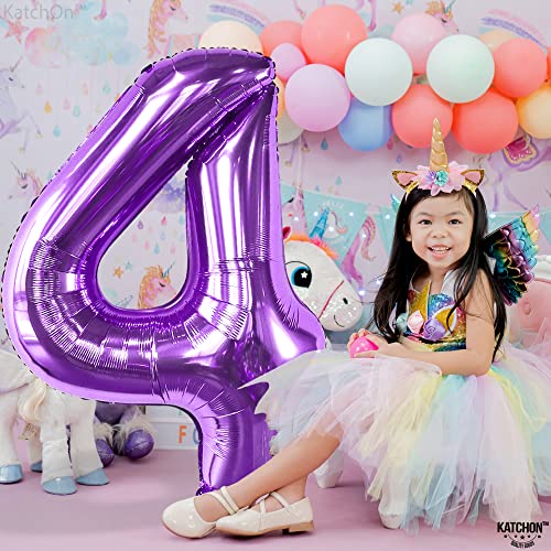 Image of KatchOn Giant Purple 4 Balloon Number - 40 Inch Birthday Decorations