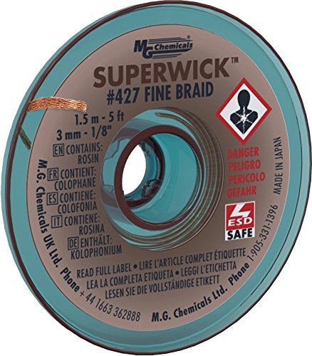 MG Chemicals Super Wick Trenza Fina, 3.0mm, 5' Length (427)