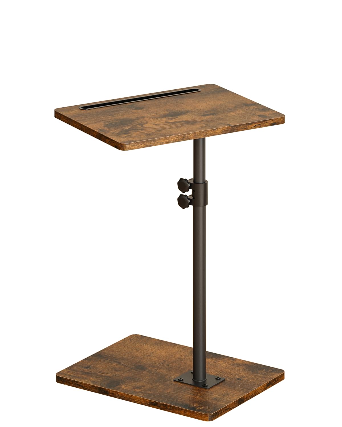 HEYZOEY Table d'appoint en Forme de C réglable en Hauteur - Table Basse rotative à 360° - Petite - 40 x 30 x (45-81) cm - en Bois - pour Chambre à Coucher, Salon, Bureau - Marron Rustique