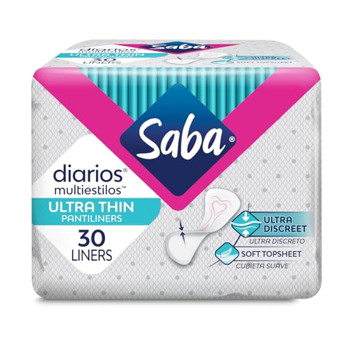 Image of Saba Diarios Ultra Thin Multishape Pantiliners, Flexible & Versatile Panty Liners, 8-Pack of 30 Pads (240 Count)
