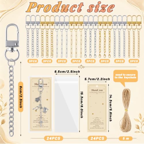 Image of Wurosi 24 Sets Keychain Making Kit for Bag Charm with Package,Gold & Silver