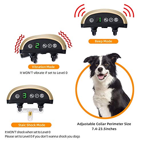 YUKEENGCouro de cachorro elétrico recarregável automático à prova d'água IP65 com 7 níveis de vibra
