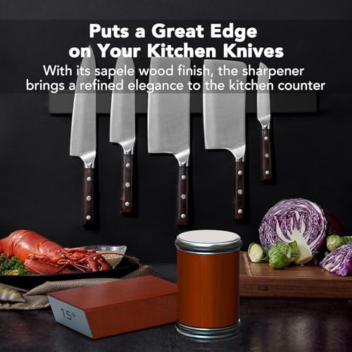Rolling Knife Sharpener for Razor Sharp Edges, Easy Kitchen Knife Sharpening Tool Kit for Steel of Any Hardness, 15 & 20 Degrees Powerful Magnetic Holder - Image 6