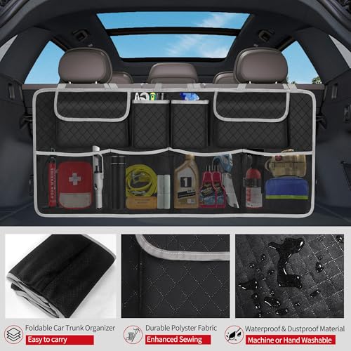 Image of Car Trunk Organizer and Storage, Large Capacity Backseat Hanging Storage Accessories, Backseat Car Organizer for SUV /MPV /Truck (Gray)