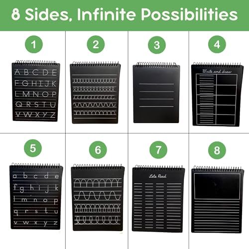 Image of Berrybee 8-in-1 Montessori Pre-Writing Board | Reusable Alphabet & Pattern Tracing Board | Handwriting Practice Tool for Kids Ages 2-6 | Durable Educational Learning Toy (English)
