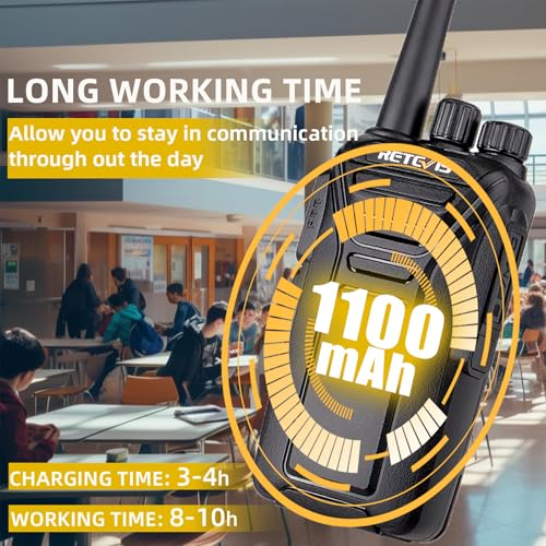 Retevis RT27 Walkie Talkies for Adults, Heavy Duty Two Way Radios, VOX Hands Free, Local Alarm, Rugged 2 Way Radio (6 Pack) with Six-Way Charger, for School Construction Site Manufacturing Restaurant - Image 7