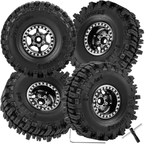 hopsupRC RC 1.0 Beadlock Truck Tires for 1/18 1/24 Trx4m SCX24 RC Crawler,RC Wheels Tires.Aluminum 1.0‘’ Beadlock Wheel Rim&1.0in Tires...