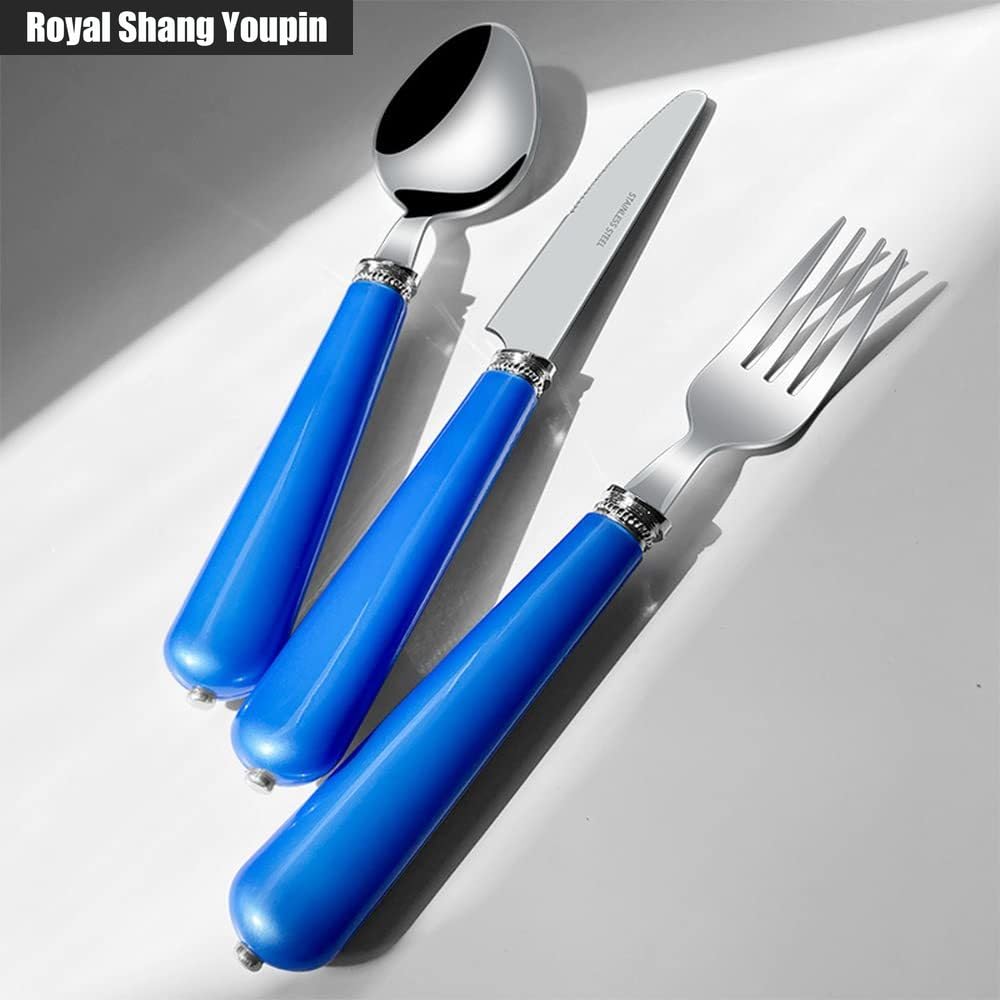 ABS Perle Poignée Cuisine Acier Inoxydable Argenterie Vaisselle Couverts Ensemble De Couverts Couteau À Steak Fourchette Cuillère Cuillère À Café Ustensiles (Beige,20 pièces)