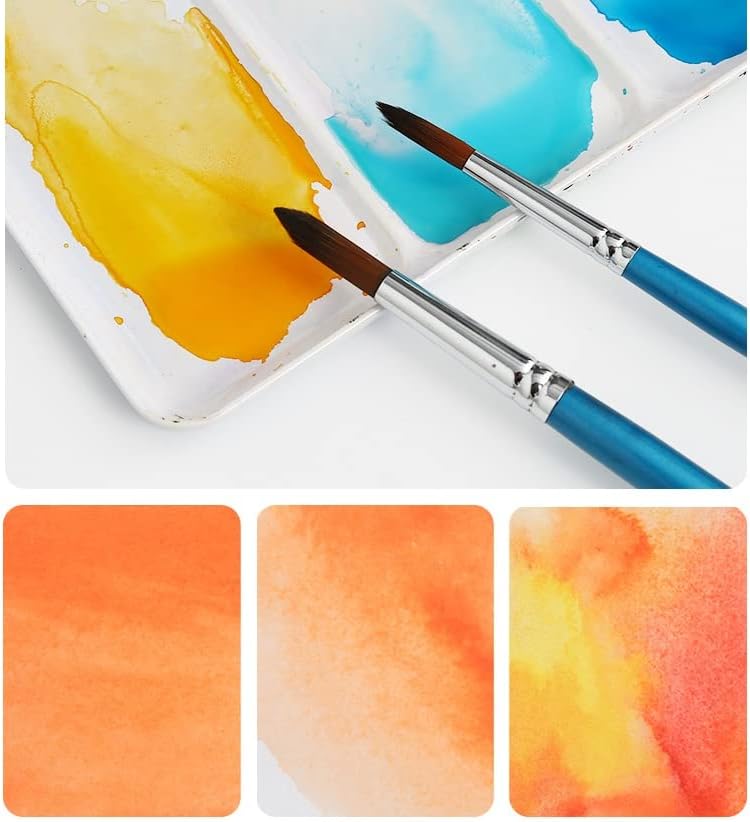 Miniatura 2 de Juego de pintura de acuarela, 36 colores de alta calidad de acuarela sólida, media bandeja en caja de lata, 1 pincel de agua recargable, kit de