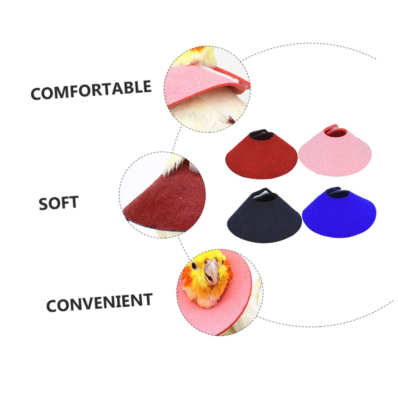DOITOOL 2sets Bird Bite Collar Parrot Plucking Collar for Pet Recovery (Mixed) 4pcs*2