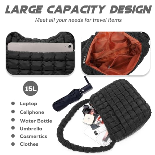 Image of VH&GRED Puffer Quilted Carryall Bag Large Padding Tote Lightweight Crossbody Purse Casual Hobo Handbag for Women
