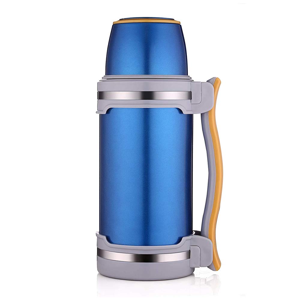 Termo de Viaje 2/2.6 litros, Botella de Agua Acero Inoxidable sin BPA, Camping o Senderismo. Caliente o Frio más de 24 Horas, Agua, Café, Leche, Té o Mate (blue,2600ML)