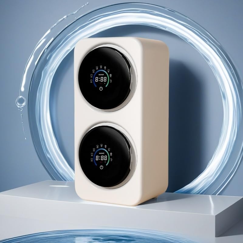 Mini lavadora compacta doble tina lavadora secadora combinada con pantalla LED, tambor de acero inoxidable y capacidad de 3.5 Lx2 para ropa