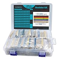 KUBOWAI Widerstands Kombi Kit, 1 Ohm-3M Ohm, 1/4 Metallfilm Widerstands Kit (130 Wert 2600 Stück)