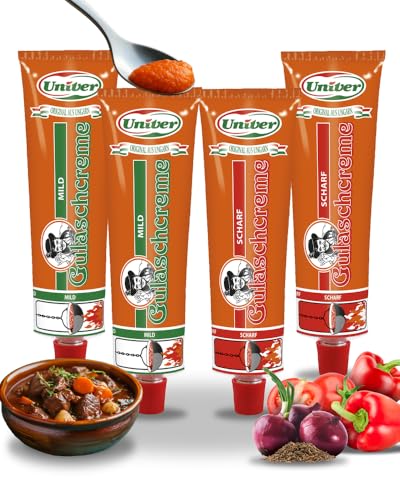 Univer Original Gulaschcreme ungarisch 4x160g [2x scharf & 2x mild] - SPARSET - Gulaschpaste...