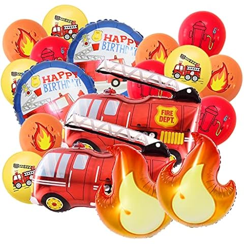 Fire Truck Balloons Party Supplies Cover