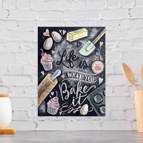 Shawprint METAL VINTAGE RETRO SHABBY-CHIC TIN KITCHEN SIGN LIFE IS WHAT YOU BAKE IT WALL PLAQUE (2978) (267MM X 200MM (10" X 8") - Image 2