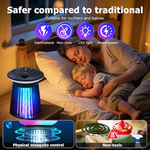 Image of 2026 Upgraded Mosquito Killer Lamp, 4200V Electric Bug Zapper for Indoor & Outdoor, Rechargeable LED Night Light - Safe for Baby & Family, Camping, Backyard, Terrace