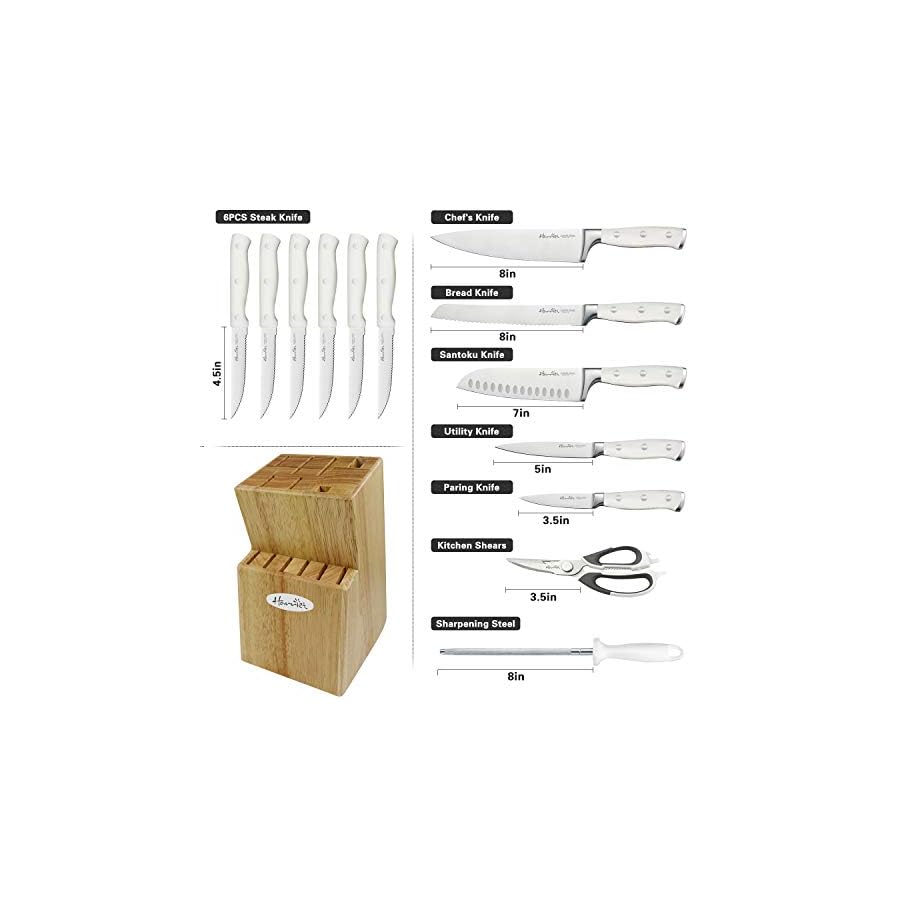 Kitchen Knives Set, Harriet 14-Piece Knife Block Set with Multifunctional Kitchen Shear and Sharpening Steel, High-Carbon Stainless Steel Chef Knife Set, Classic Forged Triple Rivet