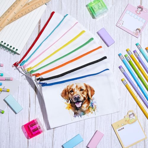 Image of Frienda 50 Pcs Canvas Zipper Pouch Bulk Gift Small Blank Pouch Makeup Bag Cosmetic Toiletry Bag Appreciation Gift for DIY Craft Projects Employee Coworkers Staff Team(White with Colorful Zipper)