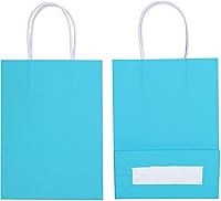 Vista 3 de YADIAN 12 bolsas de regalo de papel kraft con asa, bolsas de regalo azules de tamaño pequeño para Halloween, Navidad, cumpleaños, bodas