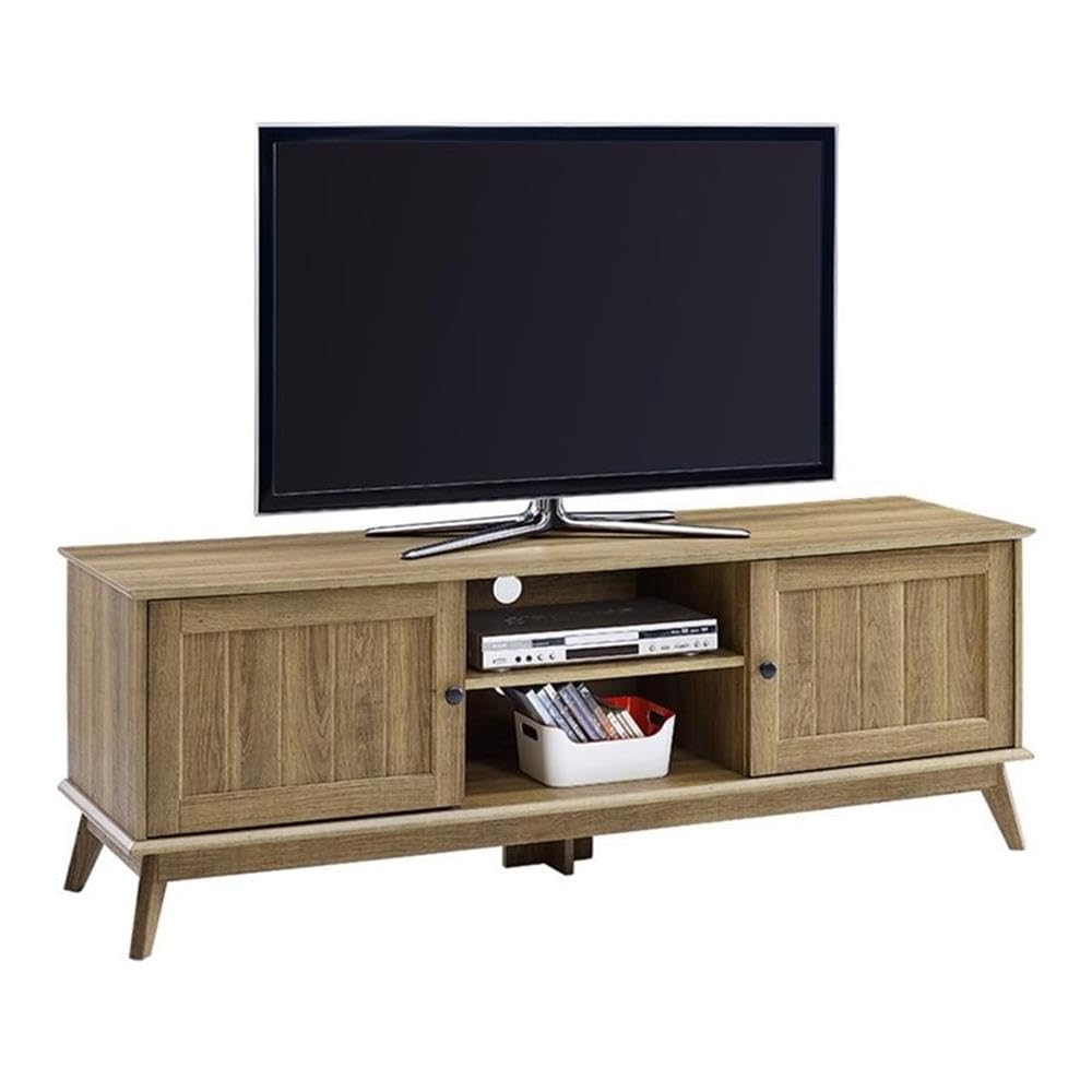 Caffoz Newport Series Modern TV Media Console Stand Entertainment Center W/ 2 Doors & Adjustable Storage Shelves - Sturdy & Wide- Easy Assembly -Golden Oak Wood Look Accent Living Room Home Furniture