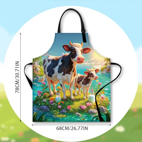 Image of Nuxovilar Decorative Kitchen Apron, 26.77x30.70 Inch Polyester Cooking Wearable Cover