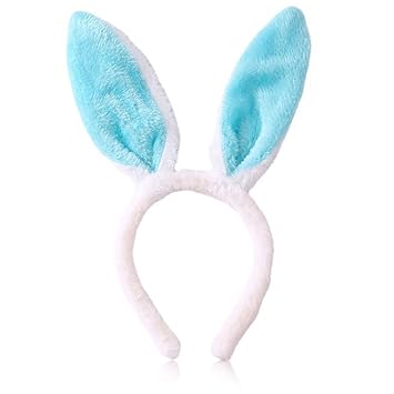 Bunny Headband Easter Hair Bands for Women Girls Kids, Blue Cute Plush Rabbit Ears Hair Accessories Non Slip Headbands Easter Day Party Decoration Supplies