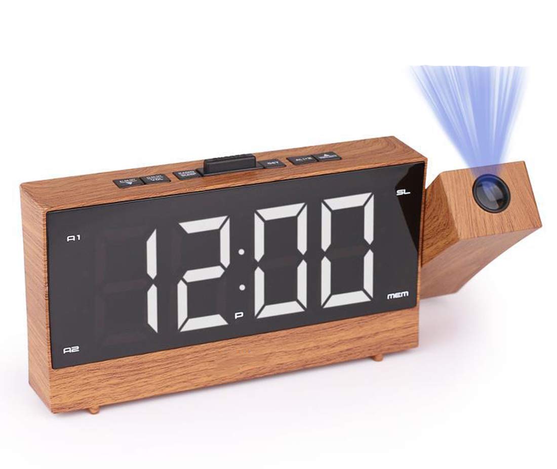 Reveil Bluetooth Lumineux Réveil Projection OUYA - Radio FM, Double Alarme, Charge USB | Affichage LED, Luminosité Réglable 2 Ports USB Charge Double Alarme